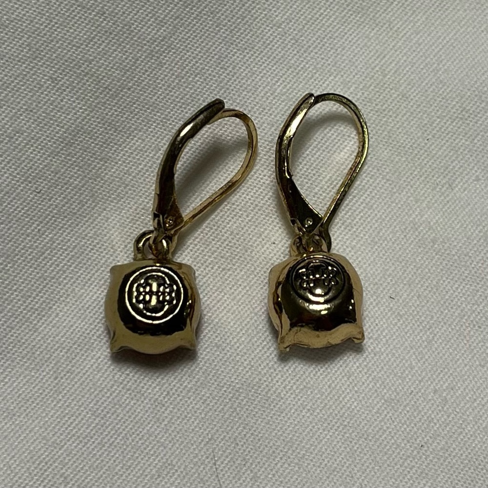 Dana Buchman Gold Toned Earrings with Deep Red Stones - Picture 4 of 6